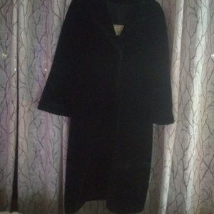 Boralbas full length faux fur black coat.